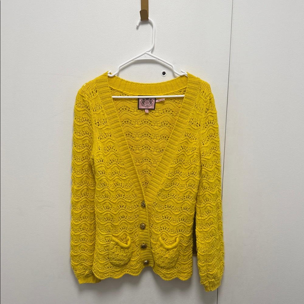 Juicy Couture Yellow Knit Cardigan
